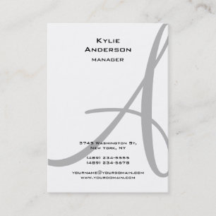 Professional Black White Grey Calligraphy Monogram Business Card