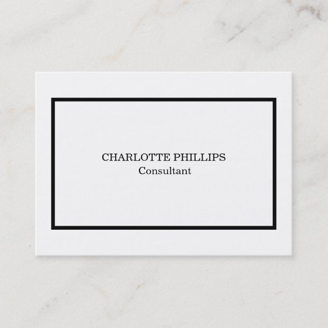 Professional Black & White Minimalist Plain Business Card (Front)