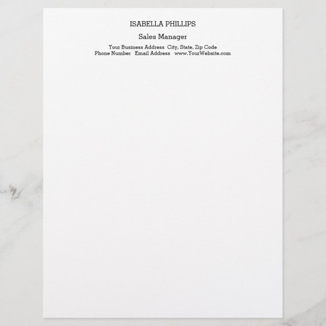 Professional Black White Minimalist Plain Creative Custom Letterhead (Front)