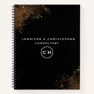 Professional Black & White Monogram Initial Notebo Notebook