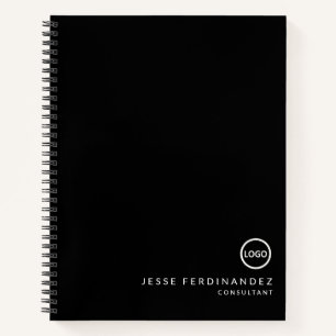Professional Black & White Monogram Initial Notebook