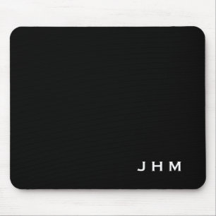 Professional Black & White Monogram Initials Mouse Mat