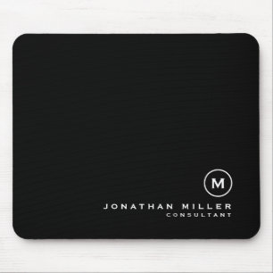 Professional Black & White Monogram Medallion Mouse Mat