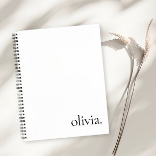 Professional Black & White Monogram Simple Name Notebook