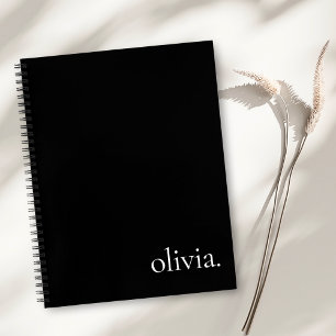 Professional Black & White Monogram Simple Name Notebook