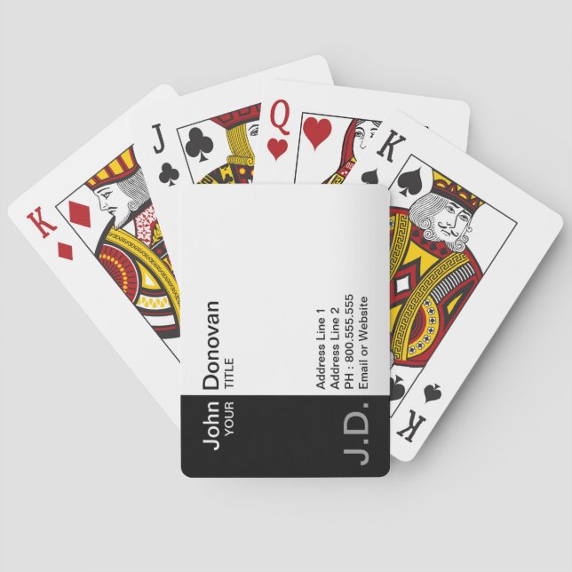 professional black/white (monogrammed) playing cards (Back)