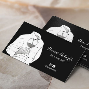 Professional Black & White Personal Chef Business Card