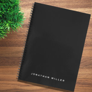 Professional Black White Personalised Name Notebook