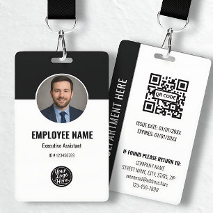 Professional Black White Photo ID Employee Badge