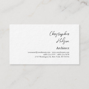 Professional Black White Plain Architect Thick Business Card