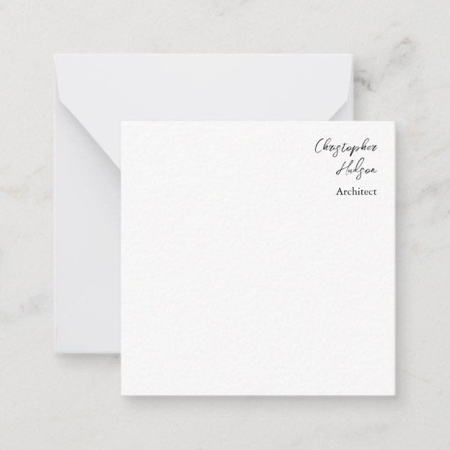 Professional Black White Plain Architect Thick Card (Front)