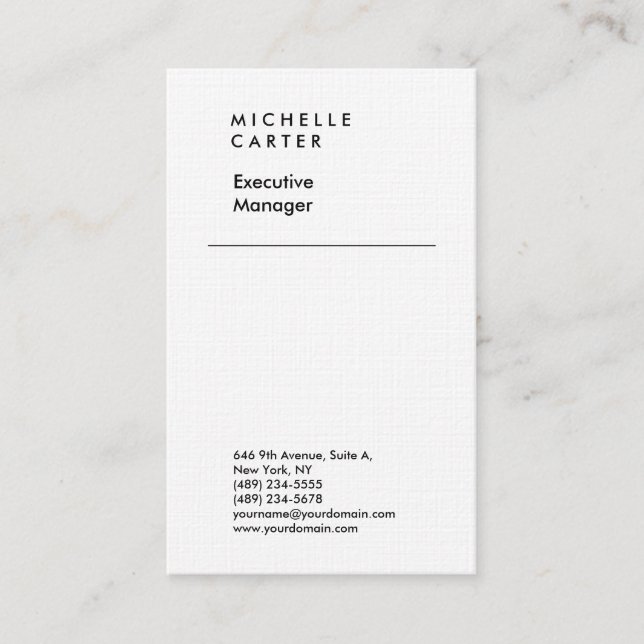 Professional black & white plain minimalist modern business card (Front)