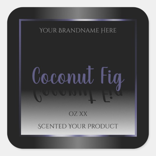 Professional Black White Product Labels Blue Frame (Front)