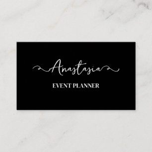 Professional Black White Script Modern Stylish Business Card