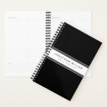 Professional Black & White Stripe | Name & Year Planner<br><div class="desc">Modern professional planner features a simple black and white design with custom name in a coordinating white banner with a double grey stripe with white accents and black text. Shown with a custom name and year on the front in modern typography, this personalised planner is designed with custom text. You...</div>