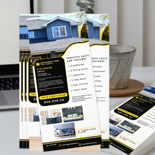 Professional Black & Yellow Real State Modern  Rack Card
