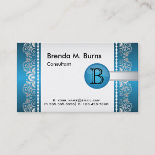 Professional Blue and Silver Lace Design Business Card