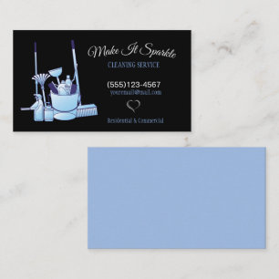 Professional Blue & Black Cleaning Supplies  Business Card