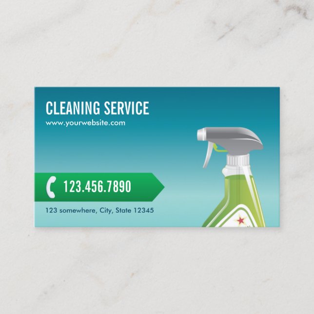 Professional Blue Cleaning Service Business Card (Front)