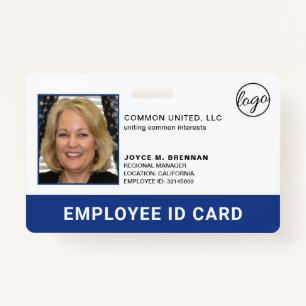 Professional Blue Company Logo Employee Photo ID ID Badge