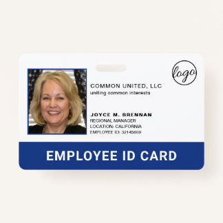Professional Blue Company Logo Employee Photo ID ID Badge