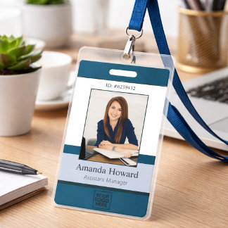 Professional Blue Custom Employee Photo ID Company Badge