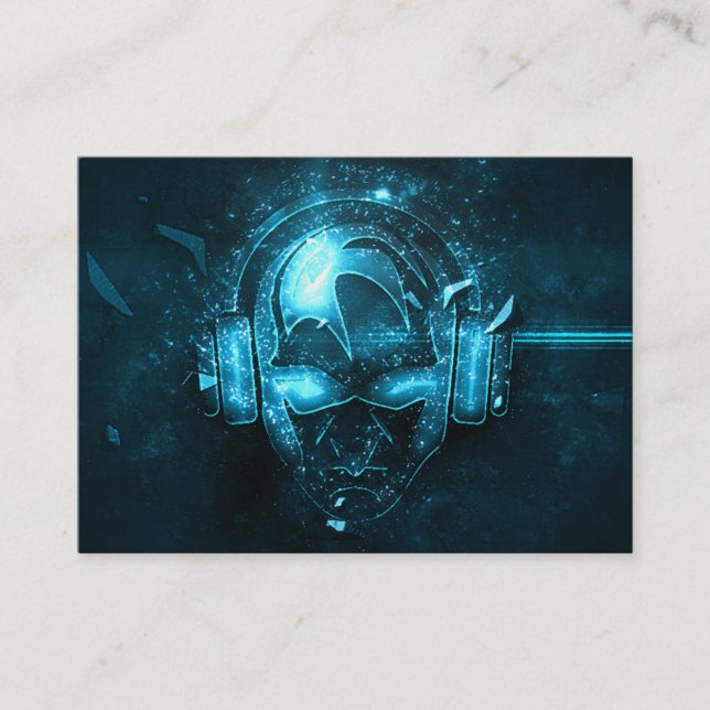 Professional blue exploding DJ logo business card (Front)
