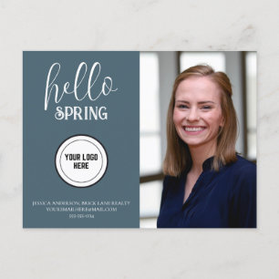 Professional Blue Hello Spring Real Estate  Postcard
