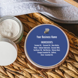 Professional Blue Ingredient List with Logo Classic Round Sticker