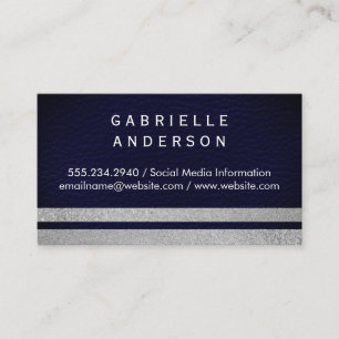 Professional Blue Leather / Glitter Stripes Business Card