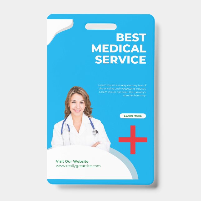 Professional Blue Medical Service ID Badge - Moder (Front)