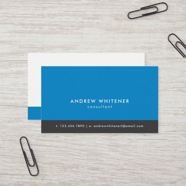 Professional Blue Minimalistic Business Card (Front/Back In Situ)