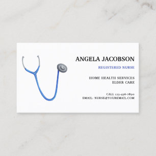 Professional Blue Stethoscope Nurse Business Card