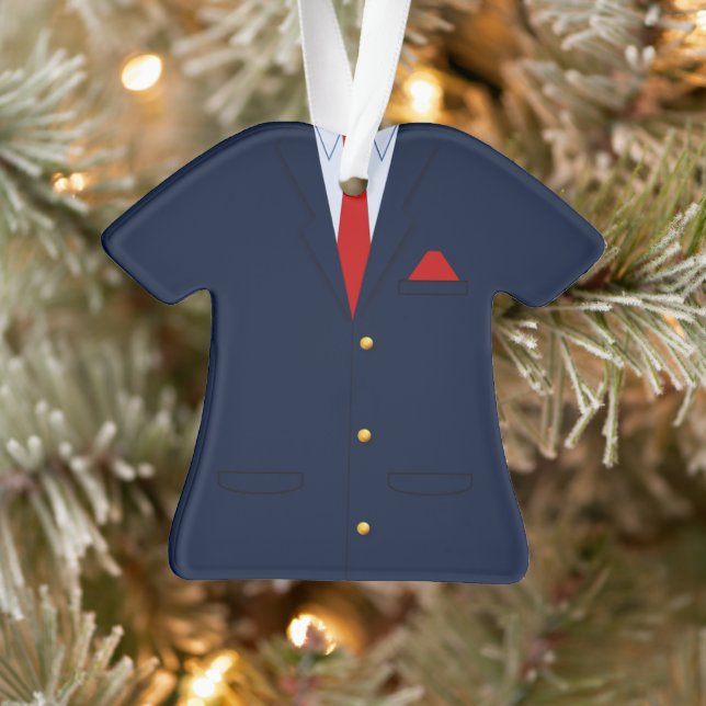 Professional Blue Suit Red Tie Boss Ornament (Tree)