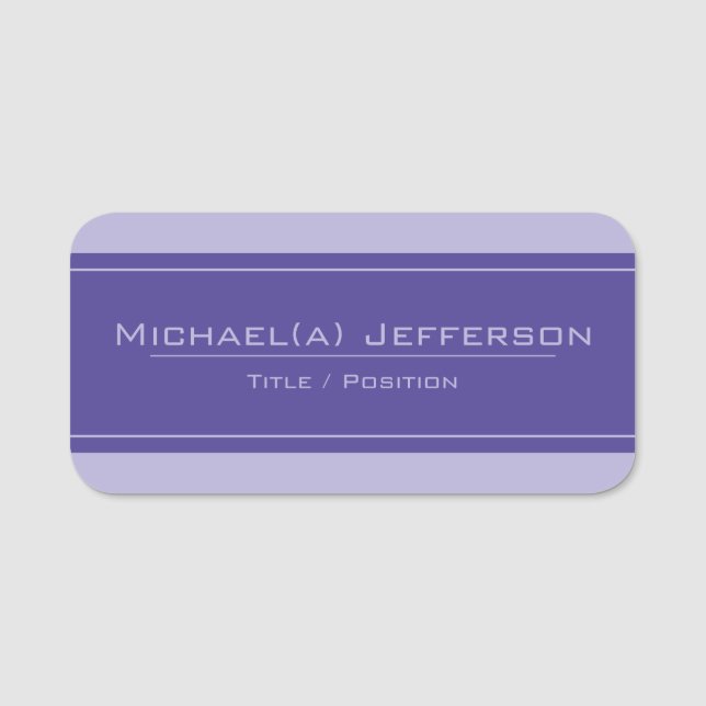 Professional Blue-Violet & Purple: Elegant Modern Name Tag (Front)