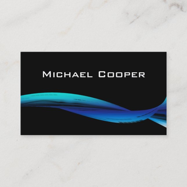 Professional Blue Wave Business Card Black (Front)