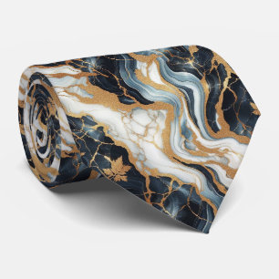 Professional Blue, White and Gold Marble Tie