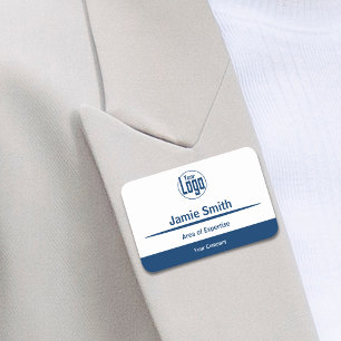Professional Blue & White Company Logo Expertise Name Tag
