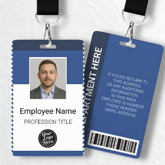 Professional Blue White Stripe Employee Photo ID Badge