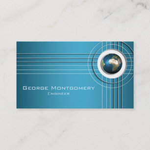 Professional Blue World Globe Banner Business Card