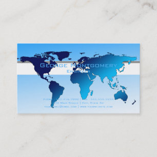 Professional Blue World Map Business Card