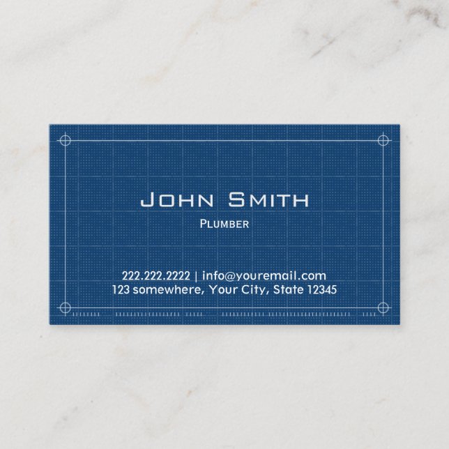 Professional Blueprint Plumber Business Card (Front)