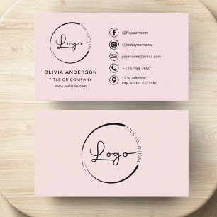Professional Blush Pink Business Logo Social Media Card