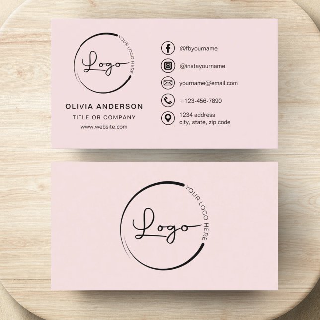 Professional Blush Pink Business Logo Social Media Card (Creator Uploaded)