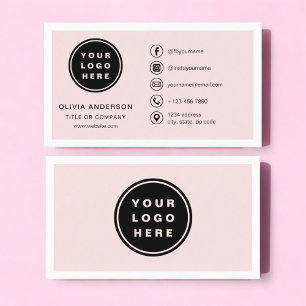 Professional Blush Pink Business Logo Social Media Card