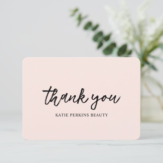 Professional Blush Pink Elegant Business Thank You Card (Standing Front)