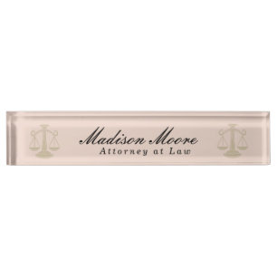 Professional Blush Pink Lawyer Nameplate