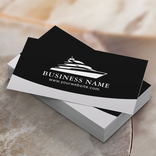 Professional Boat Rentals Sales Maintenance Black Business Card (Creator Uploaded)