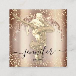 Professional Body Fitness Dance Rose Gold School Square Business Card