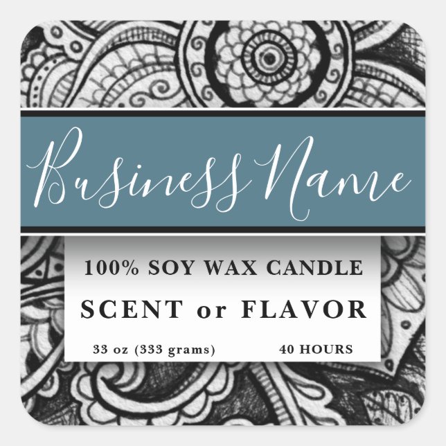 Professional Boho Chic Food Bakery Kitchen Candle Square Sticker (Front)